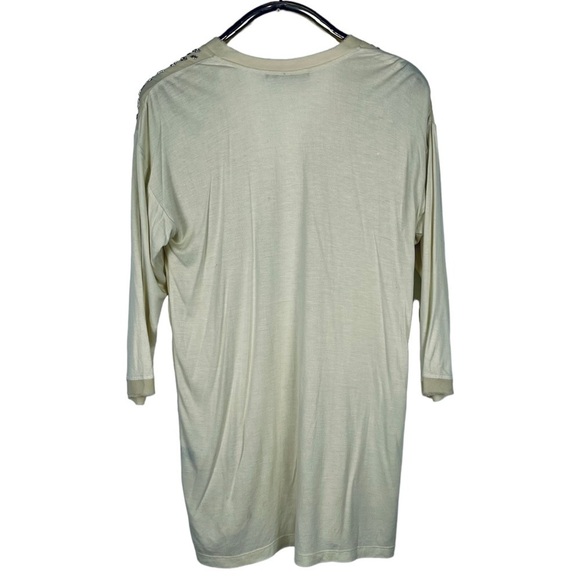 ROBERTO CAVALLI BEADED AND SEQUIN EMBELLISHED SILK V-NECK TUNIC TOP - Picture 5 of 16